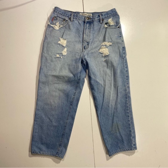 Bugle Boy Vintage Retro 90’s Y2K Light Wash Distressed 100% Cotton Jeans - Picture 2 of 16